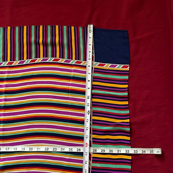 YSL Large Silk Stripped Multicolored Scarf - Picture 3 of 6